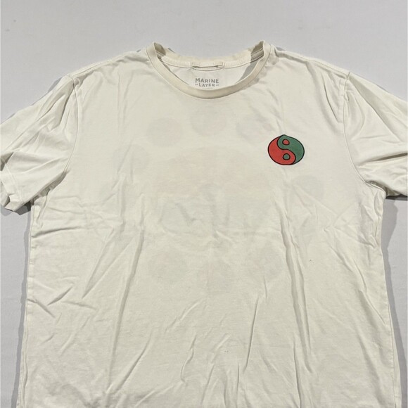 Marine Layer Signature Crew Graphic Print Tee in Natural T-shirt Boho Mens Sz S - Picture 3 of 12